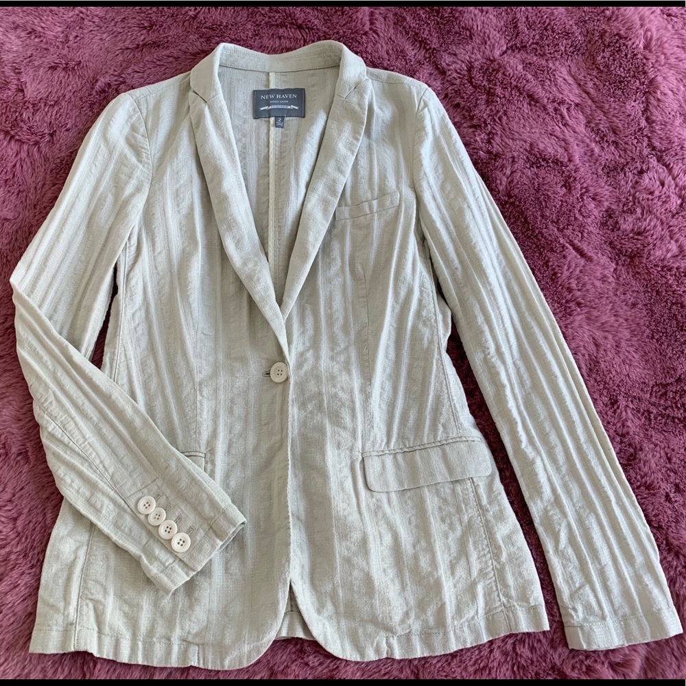 Madewell New Haven Oatmeal Silver Linen Blazer sz2
